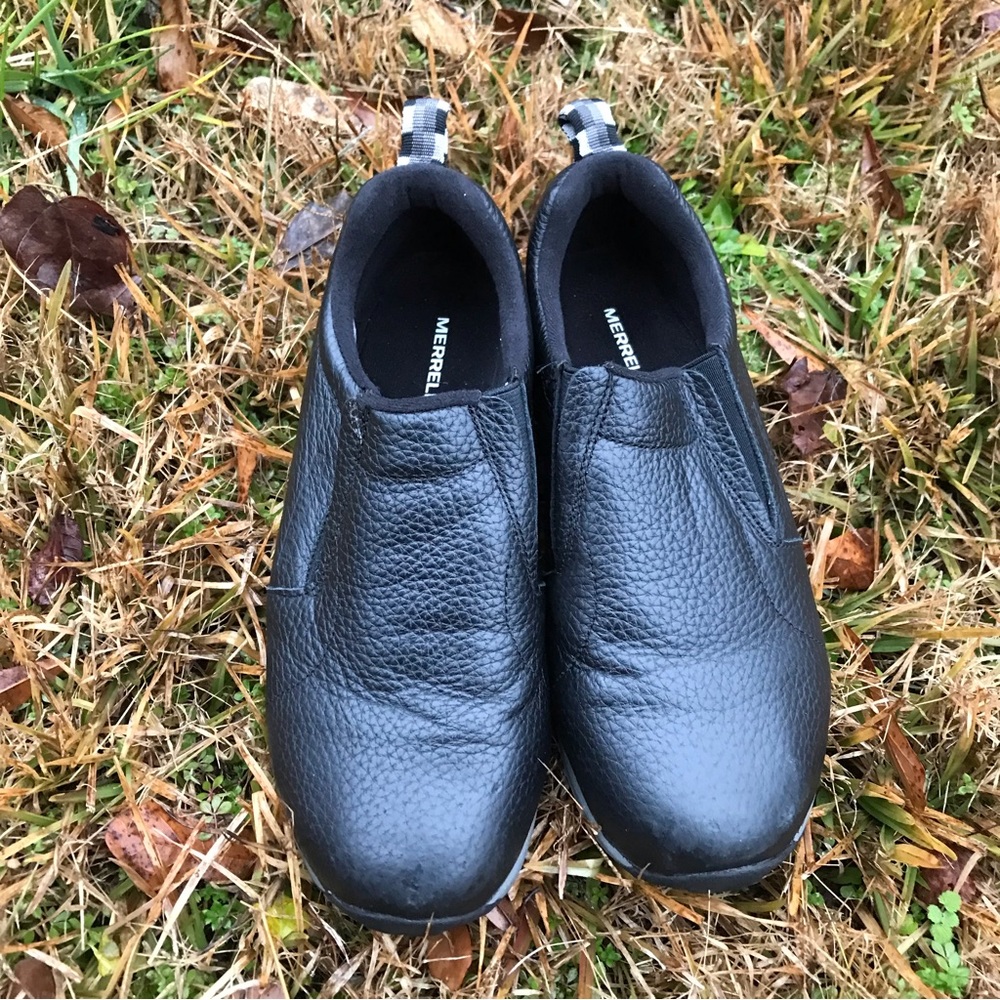 Merrell KID's Jungle Moc Nubuck Slip-On Shoe, Black Leather Size US 6 M